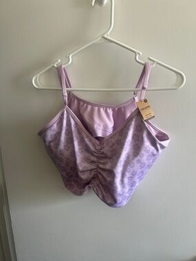 PINK lavender  Floral Ruched Cami Tank Top - XXL